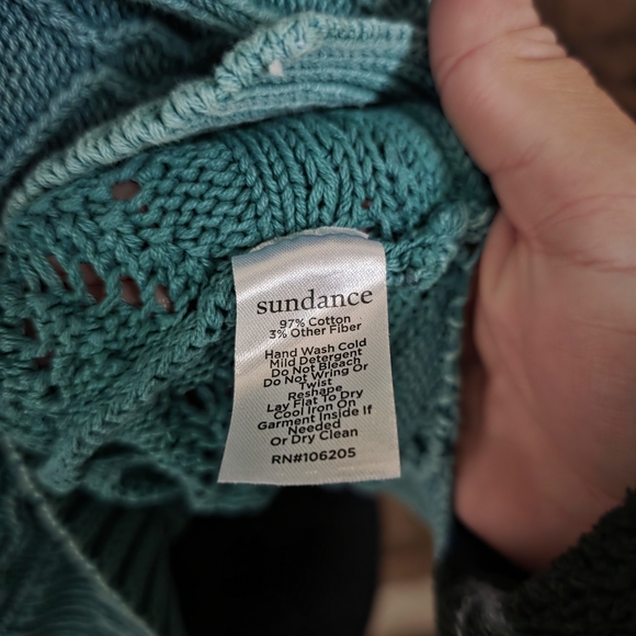 LAST CHANCE Sundance Cable Knit Teal Patterned Sweater - Picture 4 of 4